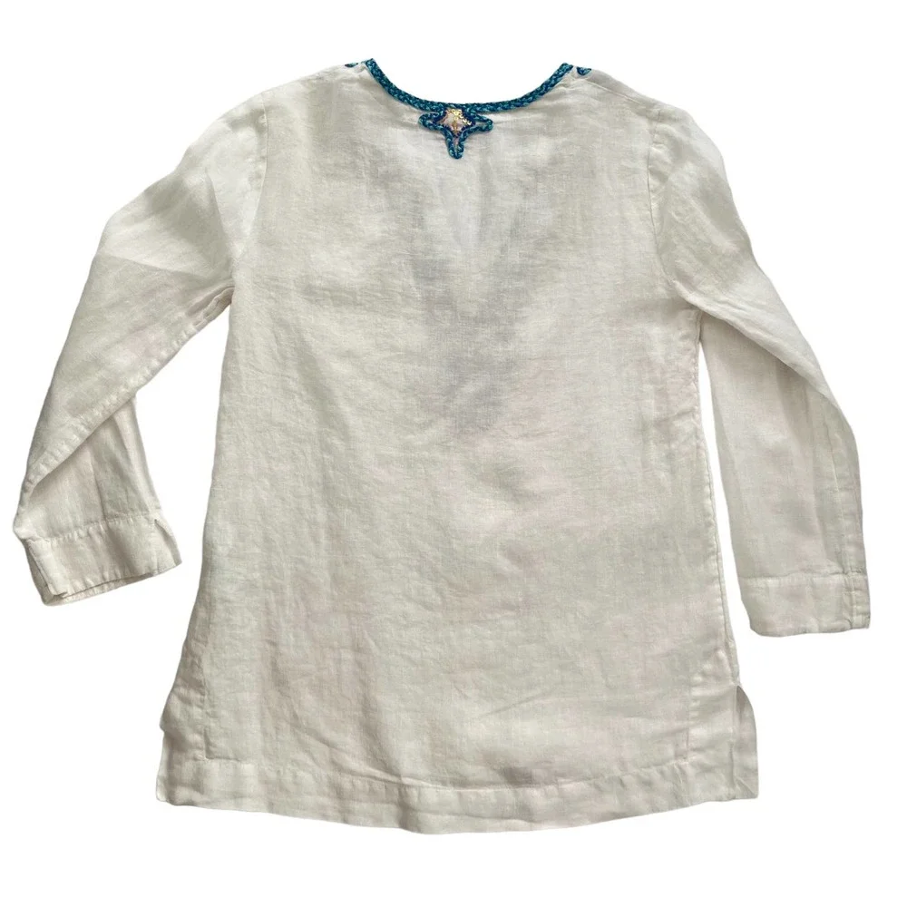Lilly Pulitzer Amelia Island Linen Embroidered Tunic Top Women Size XS - Picture 9 of 16